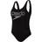 Speedo Summer Stripe Logo Deep U-Back Swimsuit - Black/White