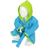 A&R Towels Baby/Toddler Babiezz Hooded Bathrobe - Aqua Blue/Lime Green