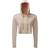 Tridri Women's Cropped Hooded Long Sleeve T-shirt - Nude