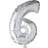 Creotime Foil Balloon, 6, H: 41 cm, silver, 1 pc