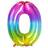 Folat 63240 Foil Balloon Yummy Gummy Rainbow Number 0-86 cm, Multi Colors, 86cm