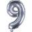 PartyDeco Foil Balloon Number 9 35cm Silver
