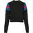Urban Classics Ladies Sleeve Stripe Crew Sweatshirt - Black/Brightblue/Firered
