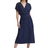 DKNY Pleated Smocked-Waist Dress - Navy