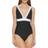 DKNY Plunging Colorblocked One-Piece Swimsuit - Black