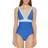 DKNY Plunging Colorblocked One-Piece Swimsuit - Lapis Blue