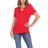 White Mark Keyhole Neck Cutout Short Sleeve Top - Red