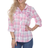 White Mark Oakley Stretchy Plaid Top - Pink/White