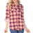 White Mark Oakley Stretchy Plaid Top - Orange Purple Plaid