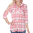 White Mark Oakley Stretchy Plaid Top - Pink/Beige