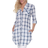 White Mark Plaid Tunic Top - Blue/White