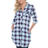 White Mark Plaid Tunic Top - Mint Grey