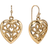 1928 Jewelry Filigree Heart Drop Earrings - Gold