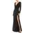 Mac Duggal Long Sleeve Sequin Faux Wrap Gown - Black