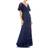 Mac Duggal Floral Applique Flutter Sleeve Gown - Midnight