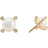 David Yurman Cable Stud Earrings - Gold/Pearl/Diamonds