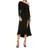 Mac Duggal One-Shoulder Long Sleeve Chiffon Midi Dress - Black