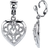 1928 Jewelry Filigree Heart Drop Earrings - Silver