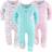 The Peanutshell Baby Sleep N Play Footed Pajamas for Girls 3-pack - Unicorn & Rainbow