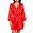 iCollection Women's Marina Lux 3/4 Sleeve Satin Robe - Red