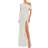 Mac Duggal Sequined Drop Shoulder Faux Wrap Gown - White