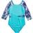 Rainbeau Moves Girl's Seismic Waves 3/4 Sleeve Mesh Leotard - Aqua/Turquoise (RB6833G)