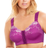 Comfort Choice Front-Close Embroidered Wireless Posture Bra - Rich Magenta Floral