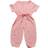 Toddler Fall Basic Plain Drawstring Jumpsuit - Peach Pink