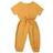 Toddler Fall Basic Plain Drawstring Jumpsuit - Mustard Yellow