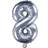 PartyDeco Foil Balloon Number 8 35cm Silver