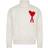 Ami Paris Ami De Coeur Funnel Neck Sweater Unisex - Off White/Red