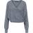 Pieces Women's Pccelic Ls Wrap Knit Bc Pullover Sweater - Medium Grey Melange