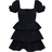 PrettyLittleThing Crinkle Cup Detail Tiered Skirt Skater Dress - Black