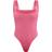 PrettyLittleThing Basic Slinky Scoop Neck Bodysuit - Neon Pink