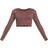 PrettyLittleThing Structured Contour Ribbed Round Neck Long Sleeve Crop Top - Chocolate