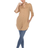 White Mark Women's Button Up Tunic Top - Camel