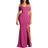 YMDUCH Women's Off Shoulder High Split Evening Gown - Rose