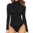 Mangopop Women's Mock Turtle Neck Long Sleeve Tops Bodysuit - Black