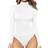 Mangopop Women's Mock Turtle Neck Long Sleeve Tops Bodysuit - White