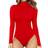 Mangopop Women's Mock Turtle Neck Long Sleeve Tops Bodysuit - Red