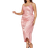 Floerns Women's Satin Spaghetti Strap Cowl Neck Wrap Party Cami Dress Plus Size - Jacquard Pink