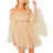 Romwe Women's Romantic Flounce Mini Dress - Beige