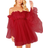 Romwe Women's Romantic Flounce Mini Dress - Red