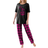 Dreams & Co Women's Graphic Tee PJ Set Plus Size - Black Hearts