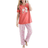 Dreams & Co Women's Graphic Tee PJ Set Plus Size - Sweet Coral Bees