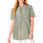 Woman Within Pintucked Half-Button Tunic Plus Size - Olive Green Blooming Ditsy