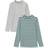 Amazon Essentials Kid's Slim Fit LS Mockneck Tops 2-pack - Light Grey Heather/Green Stripe
