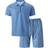 Temu Casual Short Sleeve Lapel Shirt & Drawstring Shorts Set Men - Peacock Blue