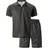 Temu Casual Short Sleeve Lapel Shirt & Drawstring Shorts Set Men - Graphite