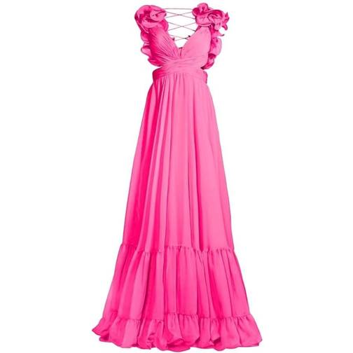 Mac Duggal Cutout Chiffon Gown - Hot Pink - Compare Prices - Klarna US